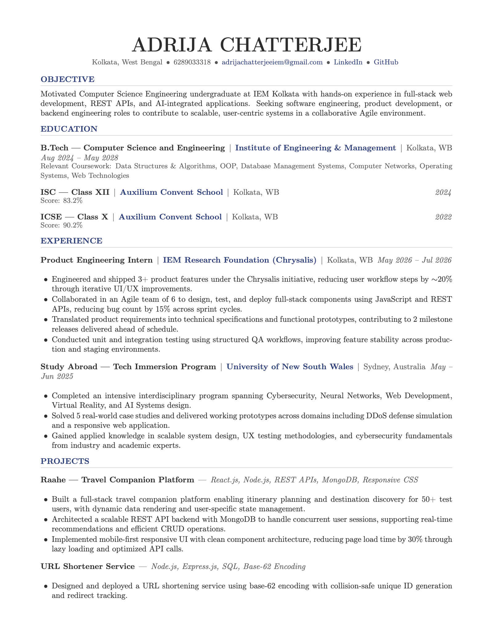 Adrija Chatterjee's original CV, page 1 of 2. Open the PDF for selectable text.